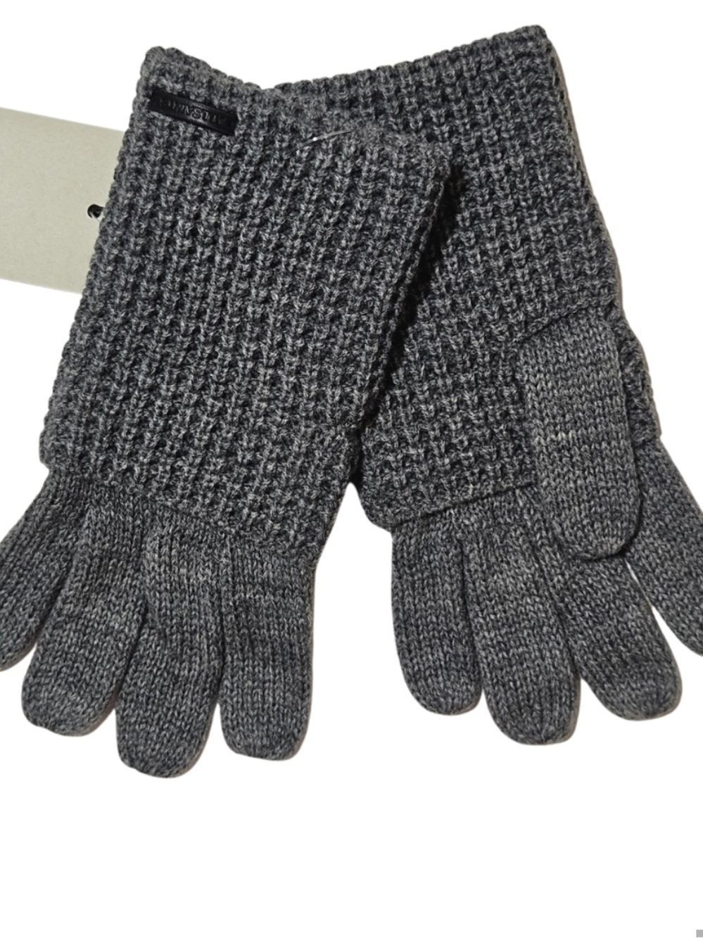 NWT All Saints Gloves Light Grey Mixed Stitch Knit Wool Blend Outdoor Winter
